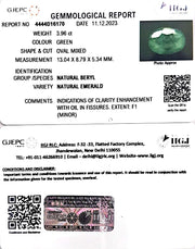 3.96/CT Natural Panna Stone with Govt. Lab Certificate (1221)